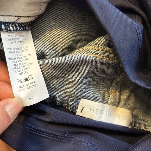 Pinkblush Dark Wash Distressed Raw Hem Maternity Full Panel Shorts - Picture 7 of 8